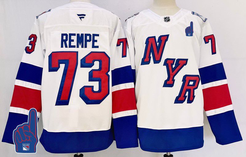 Men New York Rangers #73 Rempe White Fanatics 2025 NHL Jersey style 3